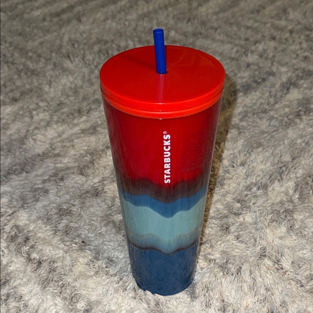 Starbucks Red and Blue Tumbler with Straw
